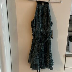 City Studio Shimmering Teal Mini Dress